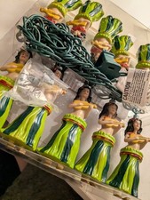 Vintage Tiki Girls 10 String Lights Hawaiian Hula Girl Ukulele Blow Mold 