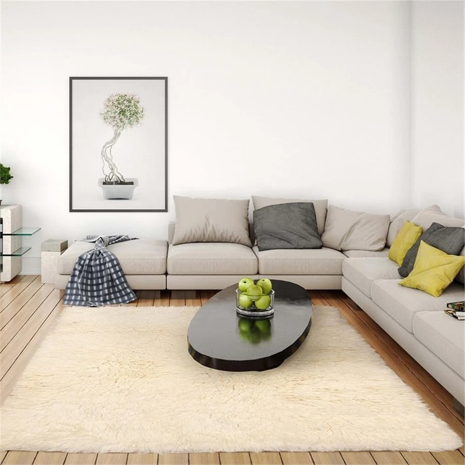 Linon Flokati 5A Shag Wool 72" x 108" Rug in Natural - Image 3 of 4