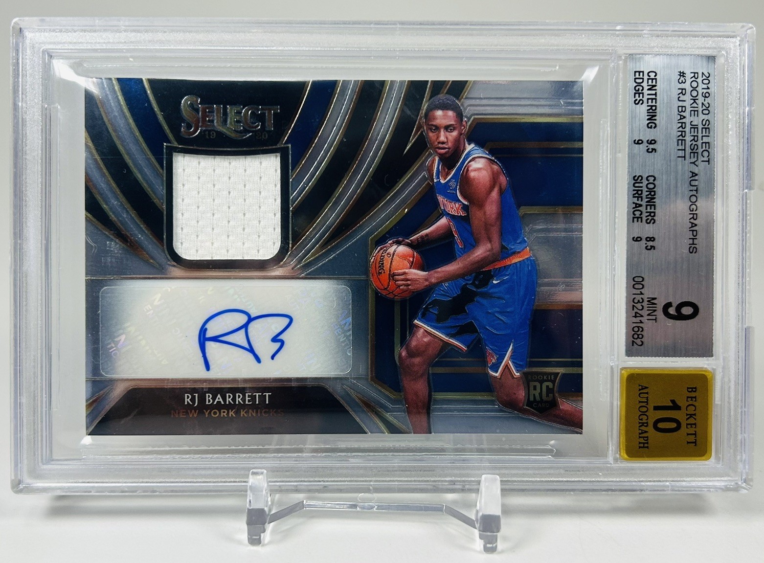 2019-20 Select RJ Barrett RPA RC Rookie Player-Worn Patch AUTO /199 BGS 9