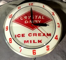 Rare Vintage Crystal Dairy Ice Cream Milk Light Up Double Bubble Clock