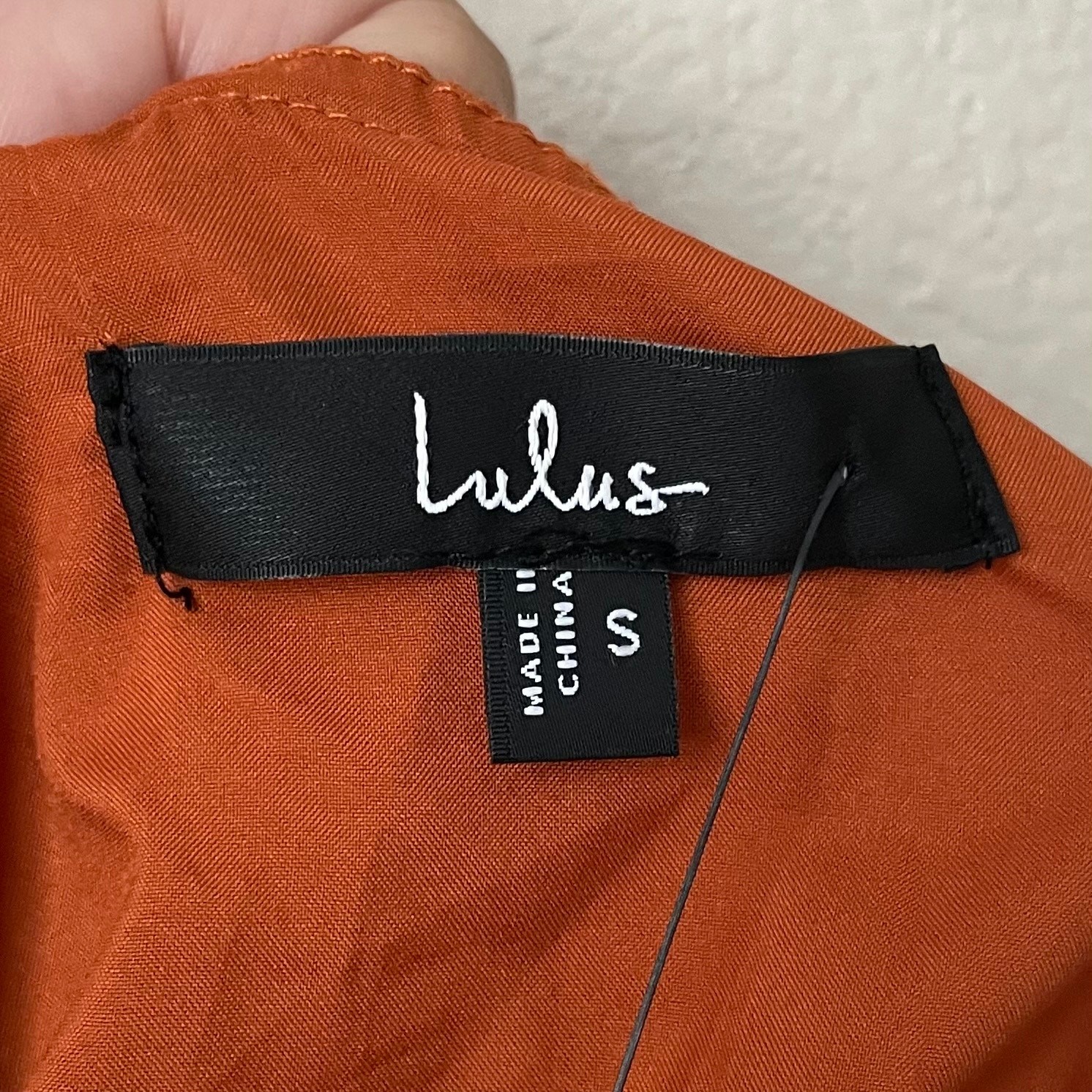 Lulus Dress Womens Small Orange Cream Kalena Maxi Halter Pleated Palm Tree Boho