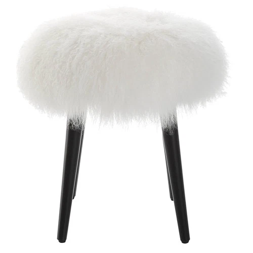 Uttermost Wooly White Sheepskin Accent Stool - Picture 4 of 5