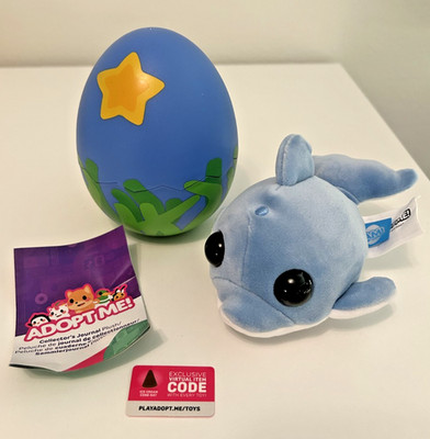 ROBL0X Adopt Me Series2 Egg DOLPHIN Plush & ICE CREAM CONE HAT Virtual Item Code