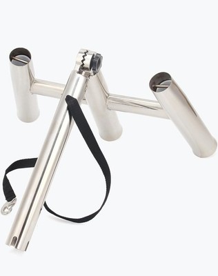 Boat Stainless Steel 3 Tube Rod Holder Outrigger Adjustable Fishing Pod 3 Rack
