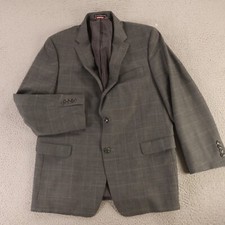 Tommy Hilfiger Jacket L Gray Heather Over Check Wool Blend Blazer Sport Coat 44R