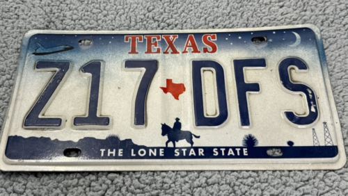 Texas License Plate Embossed 1999 Space Shuttle Moon Cowboy Horse Z17 DFS Stars - Picture 1 of 10