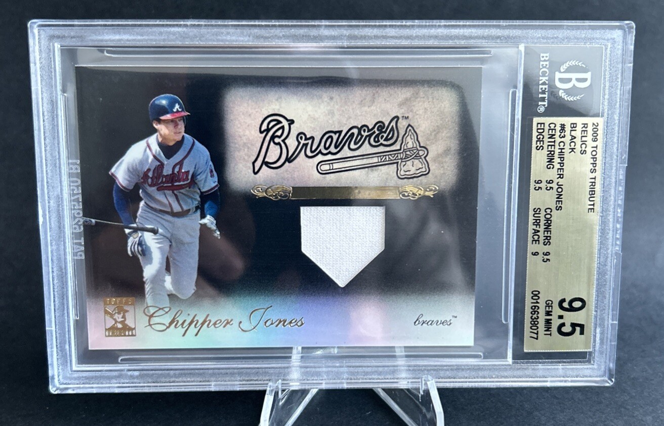 Chipper Jones 2009 Topps Tribute GAME-USED JERSEY BLACK /50 BGS 9.5 (#63)