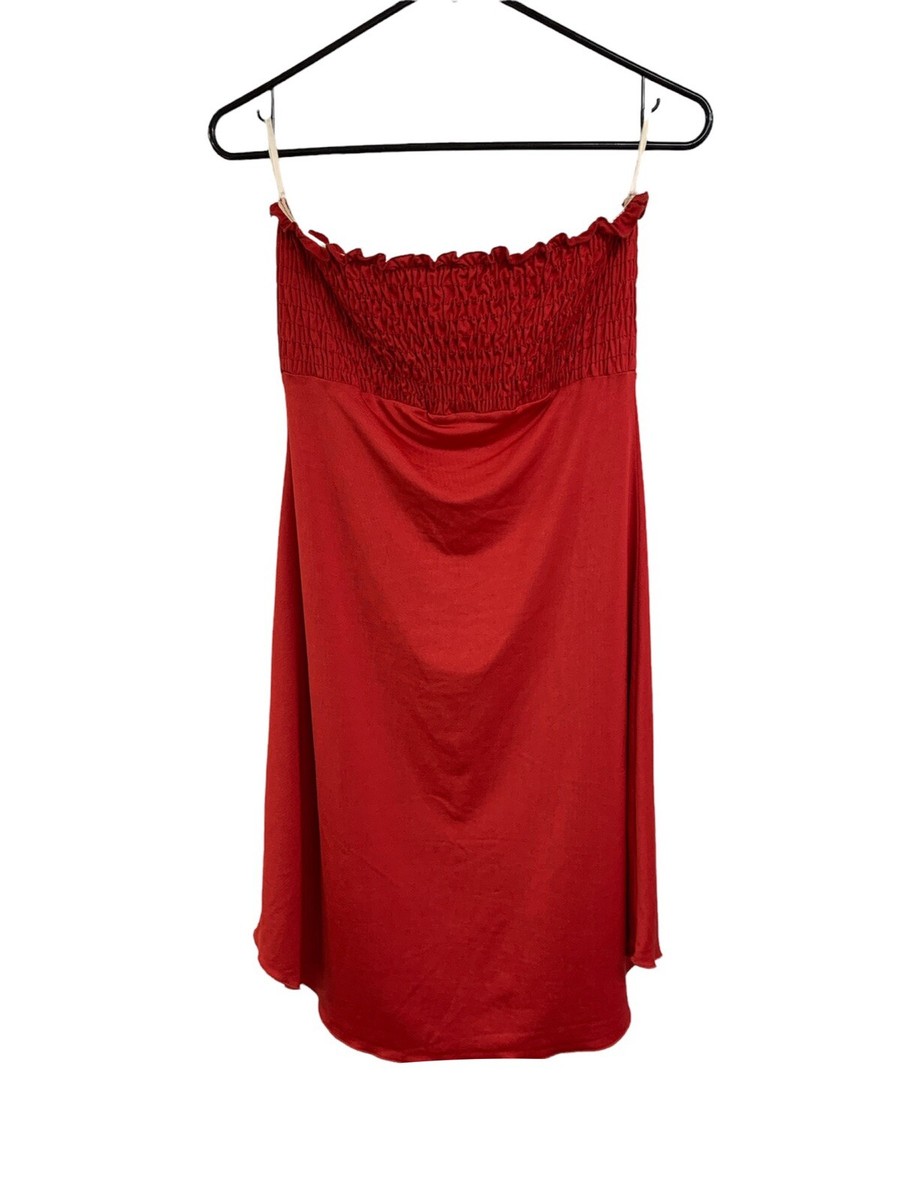 Hotkiss Red Casual Beach Tube Dress Smocked Top A-line Short Junior M | eBay