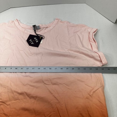Ava And Viv Women's Size 2X Short Sleeve Tee Peach Dip New With Tags - Picture 10 of 13