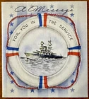 Unused WW2 WWII Patriotic Military Ship Life Saver Float Vtg Greeting Card 1940s