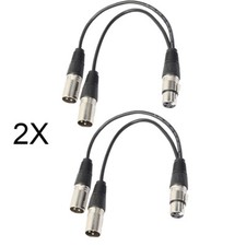 2 XLR 3pin 1 FEMALE jack to 2 MALE dual plug Y SPLITTER mic cable adaptor 12inch