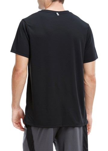 NEW MENS BALANCE COLLECTION PERFORMANCE REFLECTIVE PIPING BLACK WORKOUT TEE M - Picture 2 of 2
