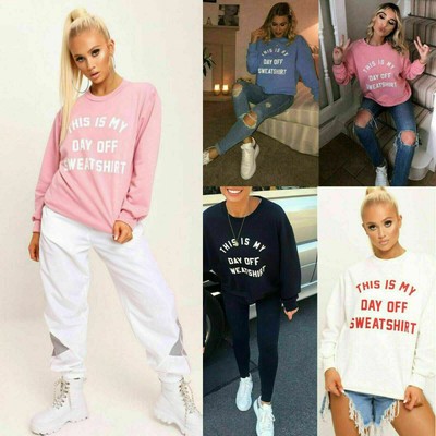 Damen ''This Is My Day Off'' Spruch OverSize Damen Sweatshirt Pullover Oberteil Sweater