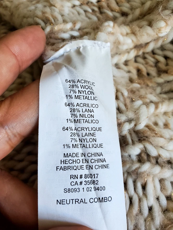 Cárdigan de Colección Y2K Bebe Beige Tejido con Cable M Frente Abierto Encogerse de hombros Mezcla de Lana Cómodo Acogedor  Foto 4 de 4