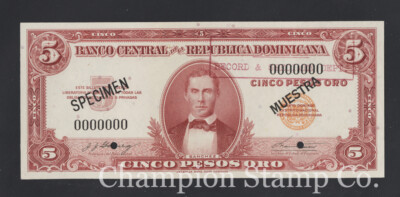 Dominican Republic Banknote Specimen Catalog 92s