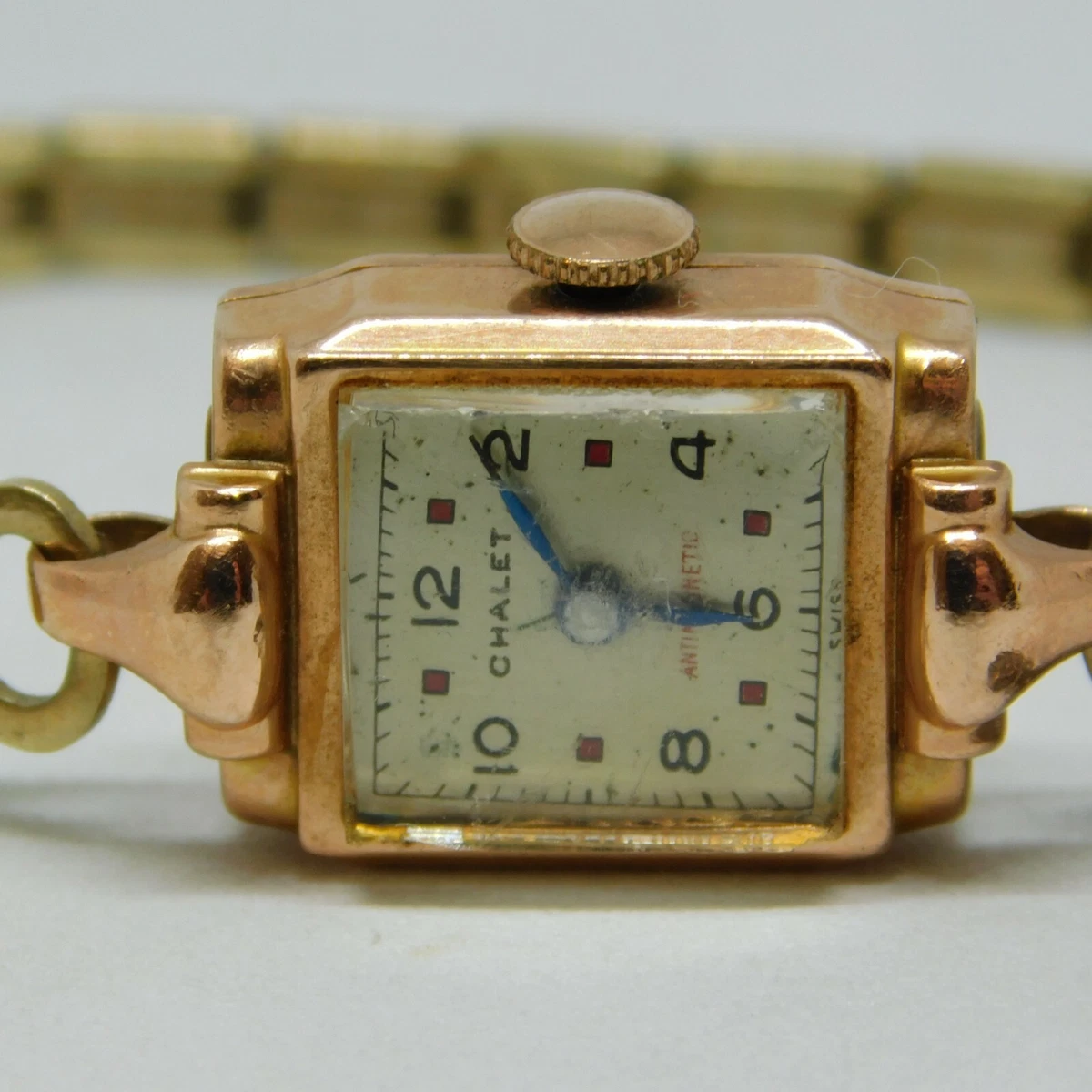Vintage CHALET Swiss Made 14K Rose Gold Wind up Analog Women s