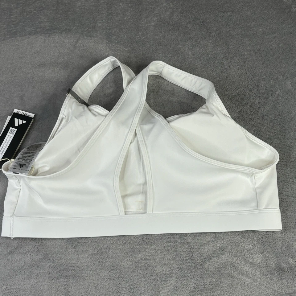 Adidas Sports Bra Womens Plus 2X White PowerReact Train Medium-Support Bra new - Image 2 of 4