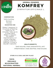  idHerb 50-500 gram Powder Comfrey Symphytum Officinale L Organic WildCrafted