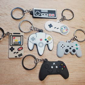 Video game controller keychain set &bull; Retro NES SNES N64 PS Xbox Game Boy