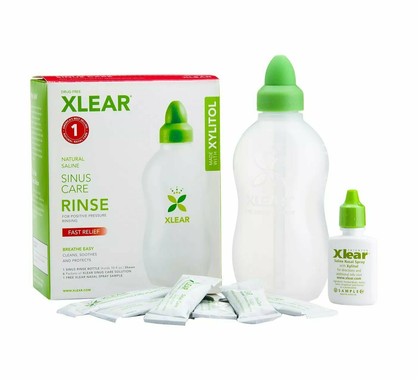 Xelear Xlear Nasal Spray Xylitol Sinus Care Rinse System Fast Allergy Relief ...