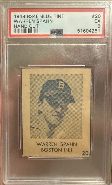 WARREN SPAHN 1948 BLUE TINT PSA 5 RC ! *NEW SLAB ~ *HIGH END~*RARER~LEAF/BOWMAN
