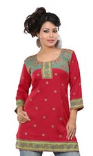 Tunic for Women Printed Short Crape Kurti Kurta Round Neck 3/4 Sleeves Top.