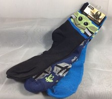 3 Pk Disney Star Wars The Mandalorian Baby Yoda Grogu Mens Crew Socks 6-12
