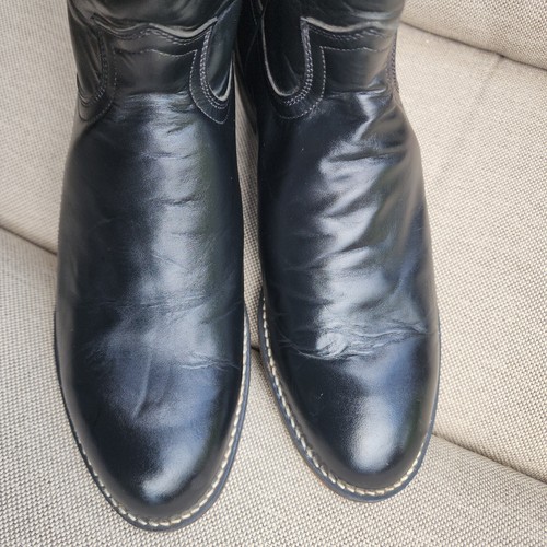 Justin 3133 Men's Size 9D Black Leather Roper Cowboy Western Boots USA - Picture 8 of 13