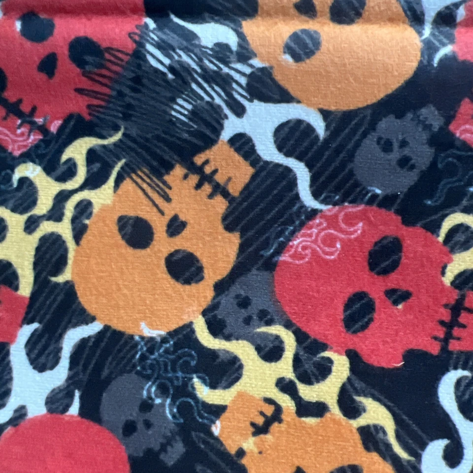 Skull Flannel Print Fabric 7/8 Yards Flames Black Orange White Yellow Fire Bones - Image 3 of 4