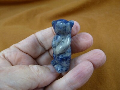 Y-BEA-ST-563) Blue gray sodalite BEAR GEM stone FIGURINE gemstone bears statue