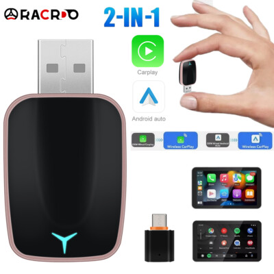 2 in 1 Wireless Apple Carplay Android Auto Adapter USB Car Dongle Connect Box