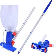 Pool Spa Jet Vacuum Cleaner W/ Brush & 4' Poles For Above-ground Pool, Spa