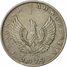 #472916 Coin, Greece, 10 Drachmai, 1973, EF(40-45), Copper-nickel, KM:110
