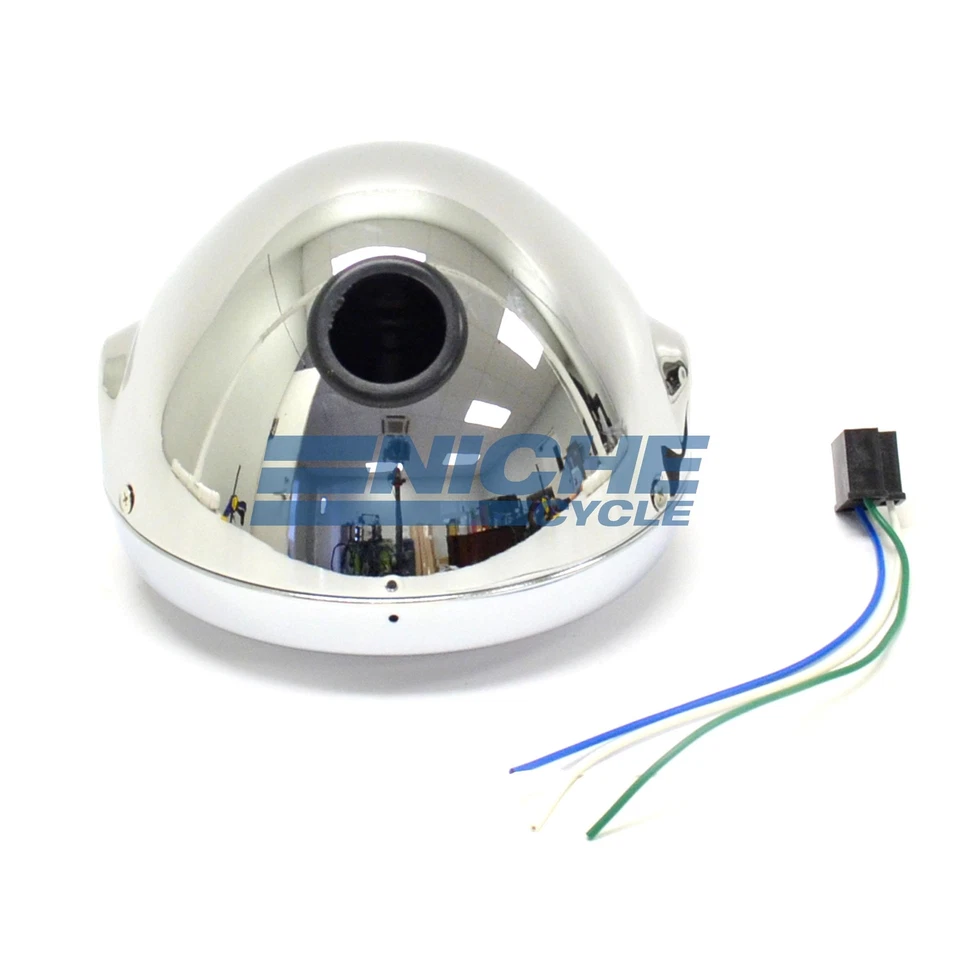 Universal 7" Headlight Sealed Beam Chrome Complete Side Mount DOT - Image 4 of 4