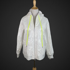 Tibi Women's White Hooded Full Zip Windbreaker Jacket Size Small A7