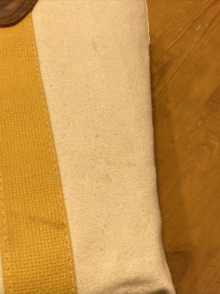 Vtg. LL Bean Boat & Tote Freeport Canvas Mustard Yellow Trim Leather