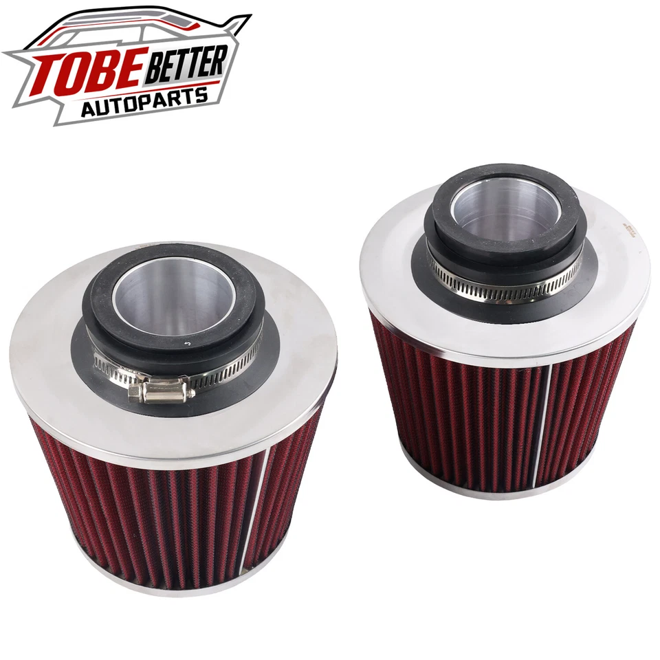 Pair Cold Air Intake Kit For BMW N54 3.0L 135i 335i 535i Dual Cone Filters 2.25" - Image 3 of 4