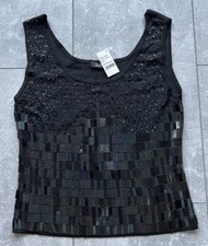 VTG 80-90s Black Round  Rectangular Sequin Top By Judy  s Village Size Small NWT