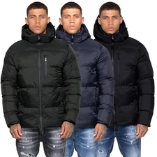 Mens Puffer Jacket Kruze Waterproof Padded Insulated Winter Warm Hooded Coat