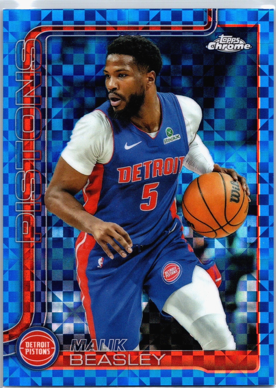 Malik Beasley 2025-26 Topps Chrome Blue X-Fractor Detroit Pistons #36