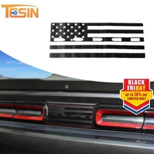 For Dodge Challenger 15+ Black PVC Rear Trunk Lid Center Trim Flag Sticker Decal