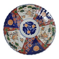 Antique Japanese Meiji Arita Imari Porcelain Charger Plate 12" Scalloped Edge