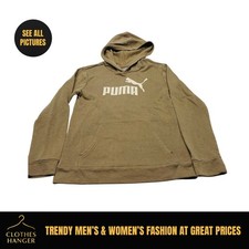 Puma Hoodie Boys 14/16 Beige Long Sleeve Fleece Logo Active 7612
