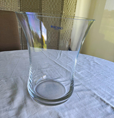 KROSNO Clear Glass Flared Vase Art Glass Poland Signed 11 in Decorative