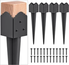 Decorative 4X4 Post Base Spike, Heavy Duty Fence Post Anchor Ground Spike for Ma