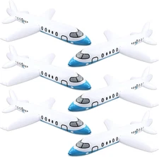 6 Pcs White Large Inflatable Airplane Plane 40 Inch Blow up Airplane Balloon Avi