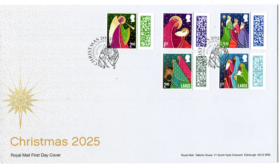 2025 GB NAVIDAD NAVIDAD FDC *BONITO* PAR DE FDC MINI + SELLOS 4.11.25 ALT PMK Foto 2 de 3