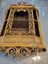 Vtg Boho MCM  Syroco Brown Faux Wicker Rattan Curio Display Case Shadowbox
