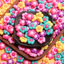 30Pcs Fashion Acrylic Solid Color Flower Loose Beads DIY Bracelet Jewelry Making