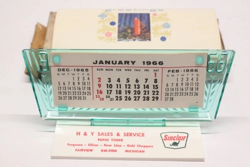 NOS Vintage SINCLAIR 1966 Desk Calendar Promotional Oil Gas Advertising Sign